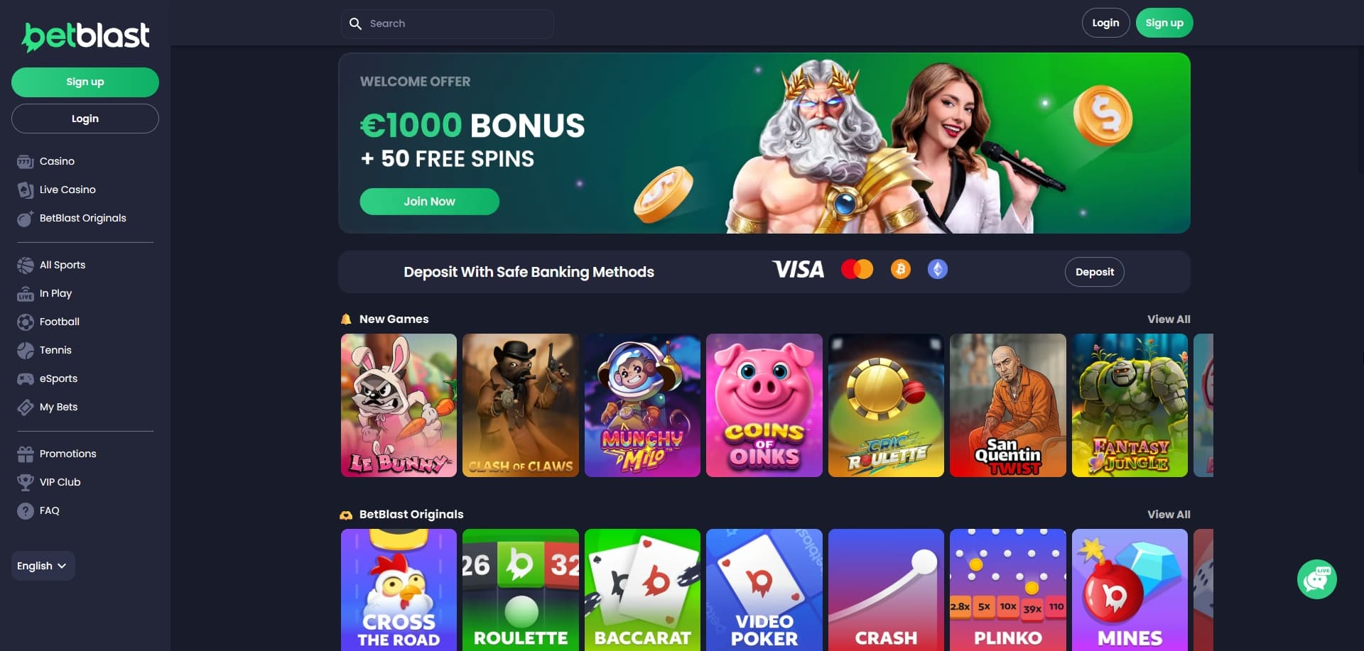 Betblast homepage