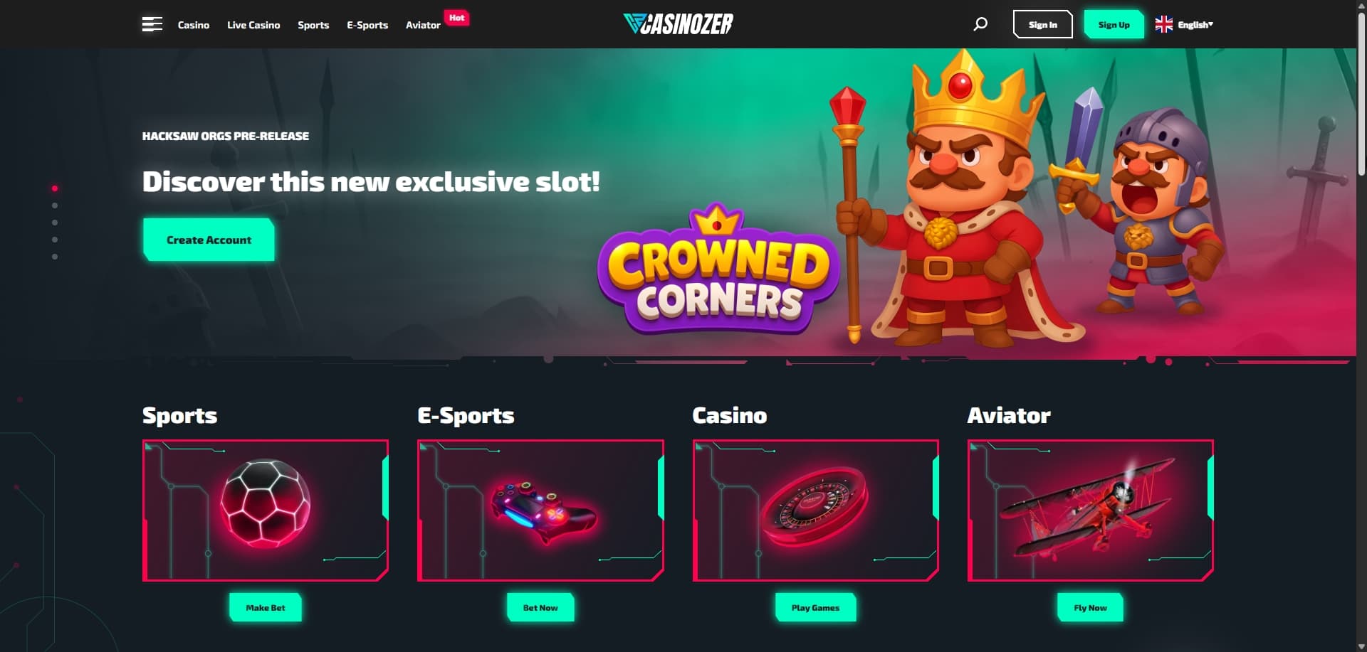 Casinozer homepage