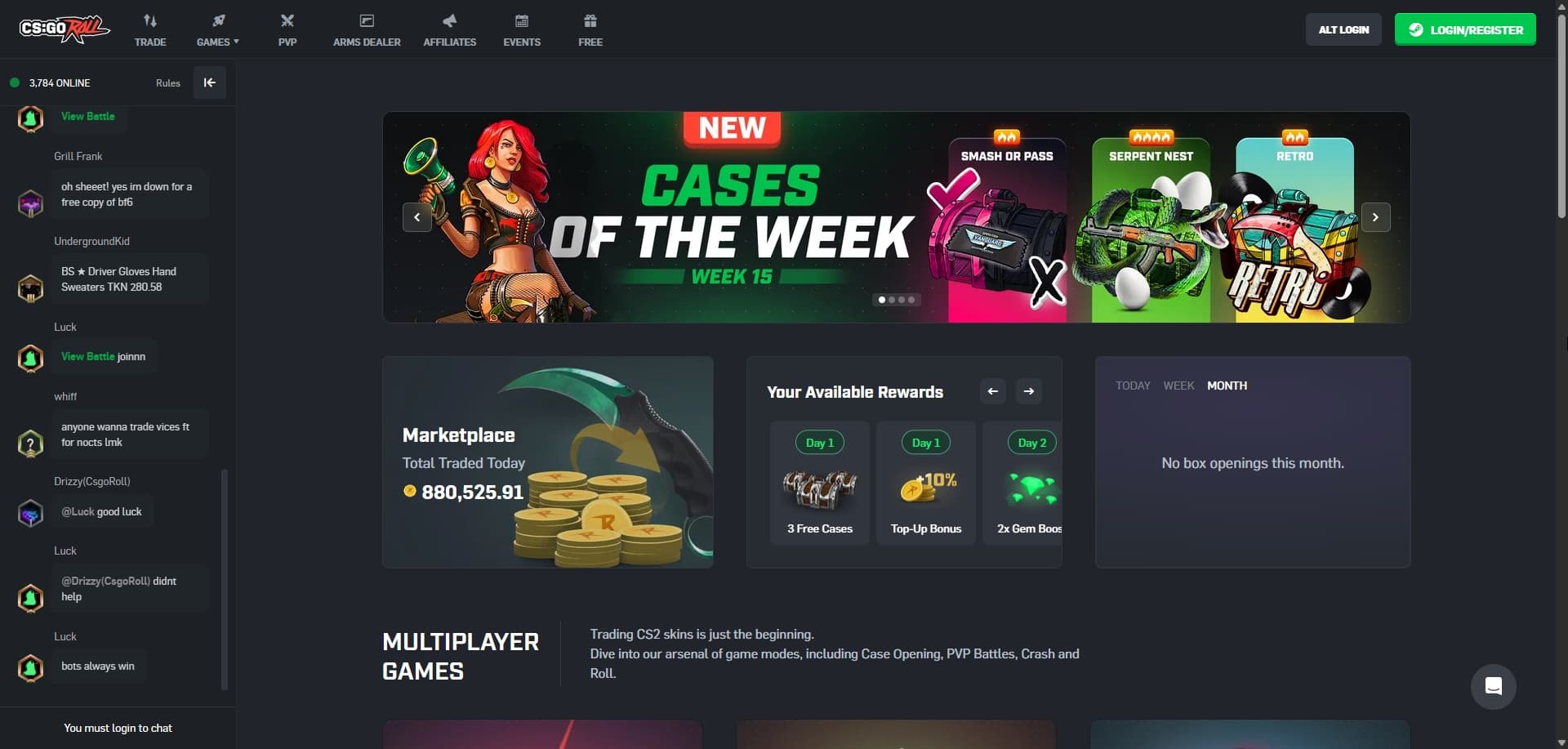CSGORoll homepage