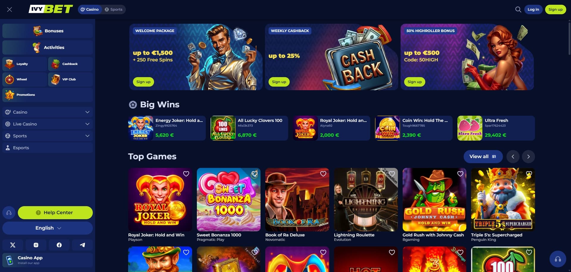 IvyBet IO homepage