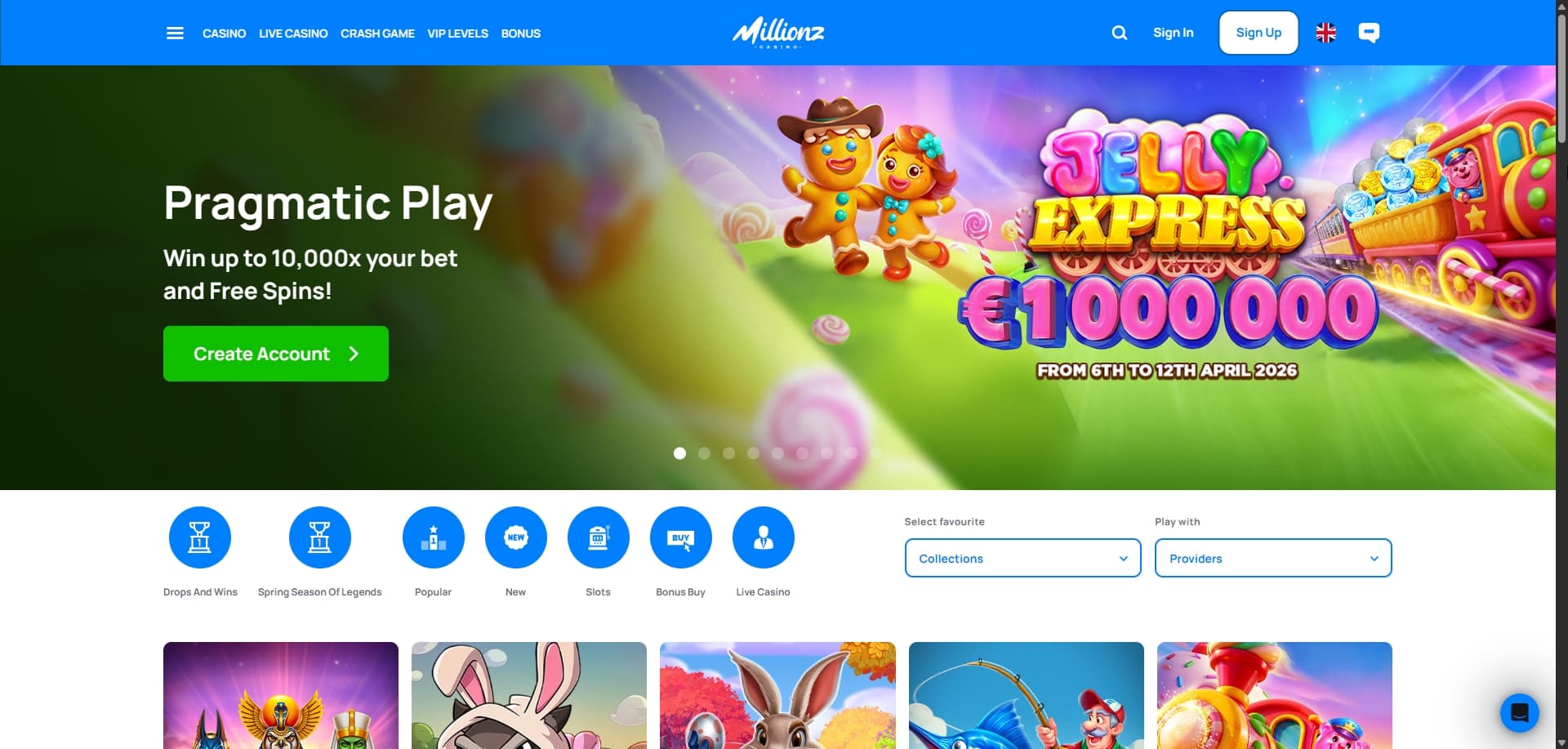 Millionz homepage