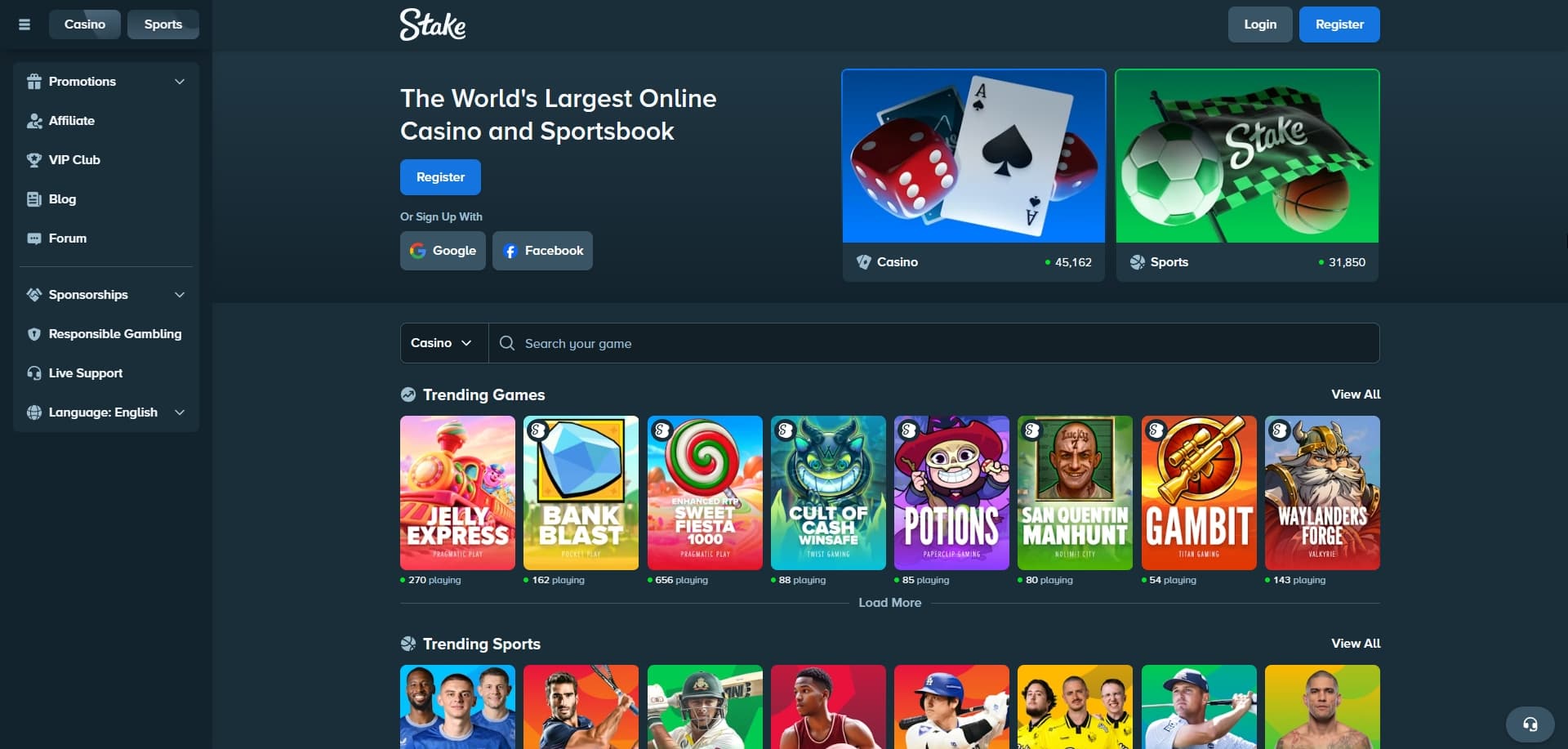 Stake homepage